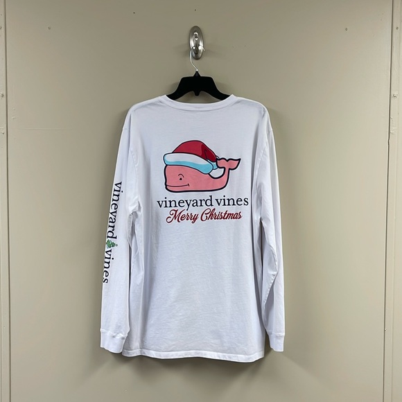 Vineyard Vines Christmas Graphic Logo Men’s Long Sleeve T-Shirt - White - XL - Picture 2 of 14